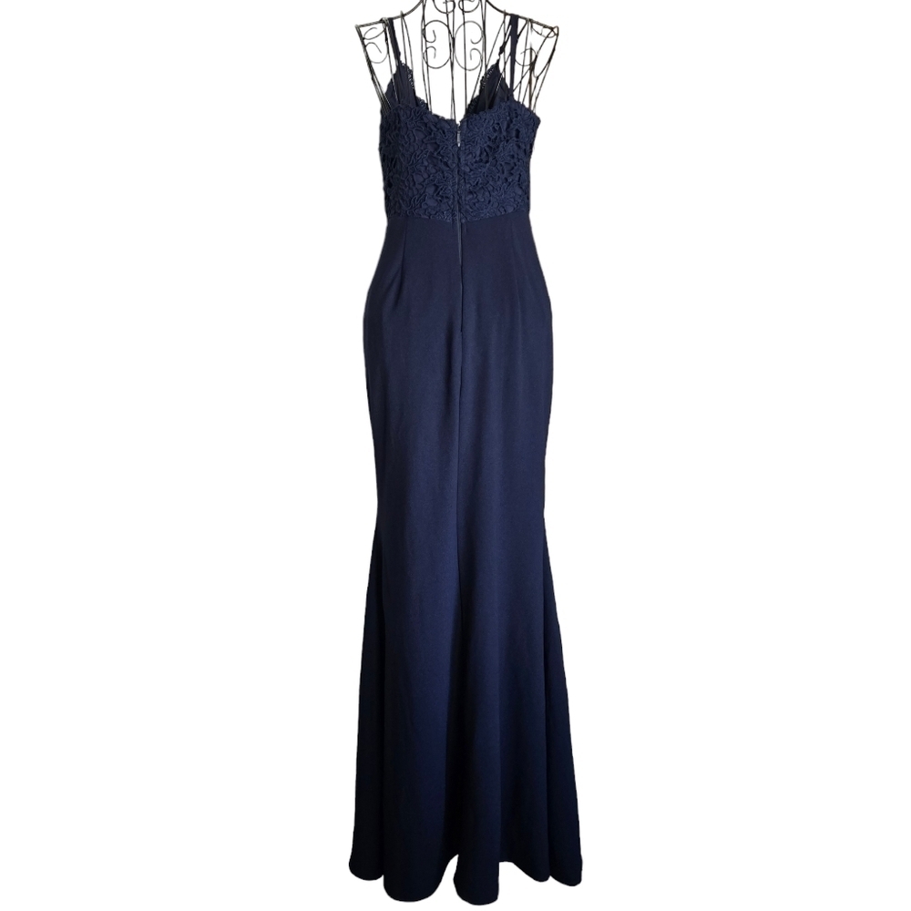 🔥Lulu's Leandra Navy Blue Lace Maxi Dress, Size S - Picture 7 of 10